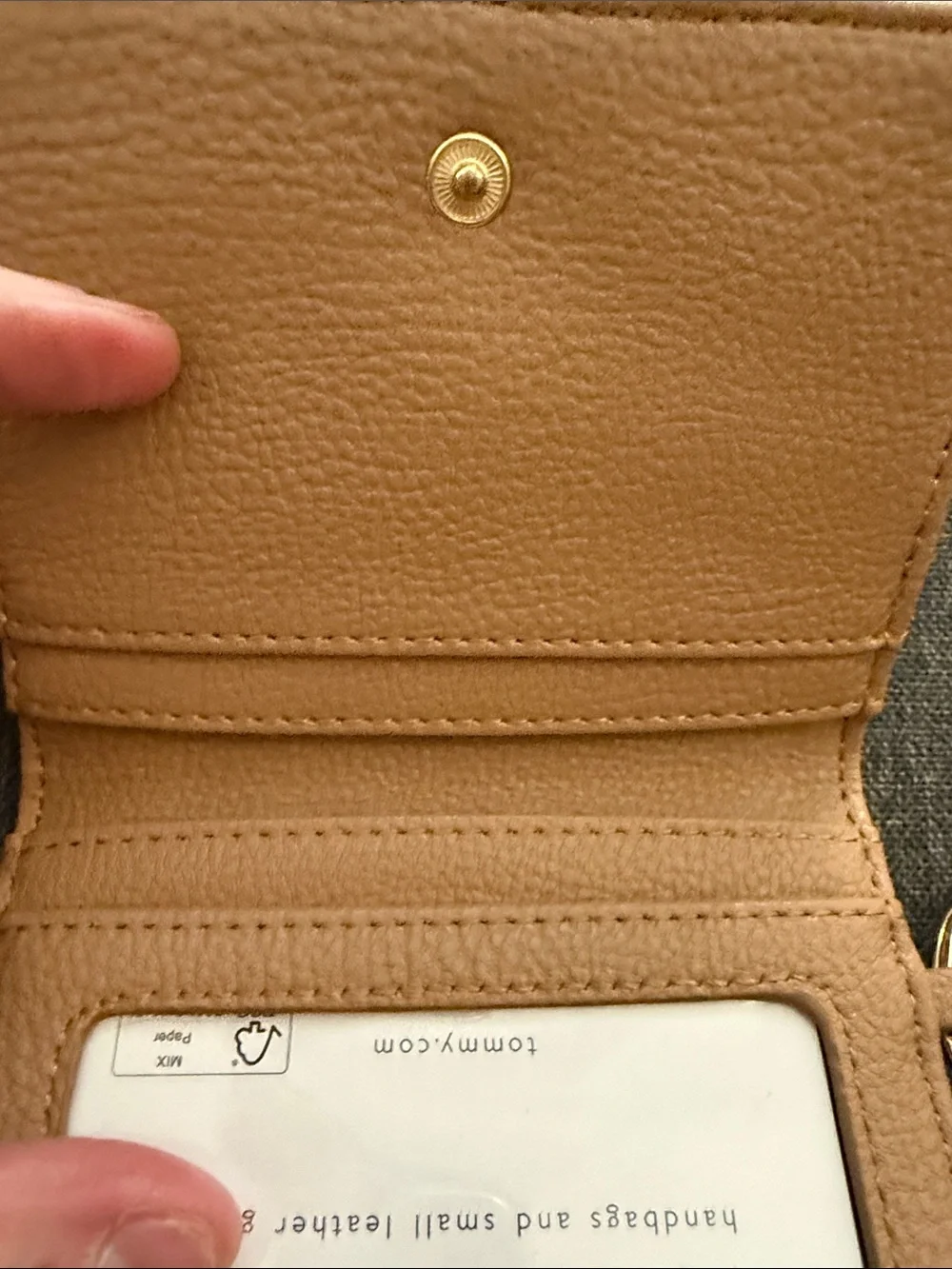 Tommy Hilfiger Beige Monogram Card Holder with Gold Plaque